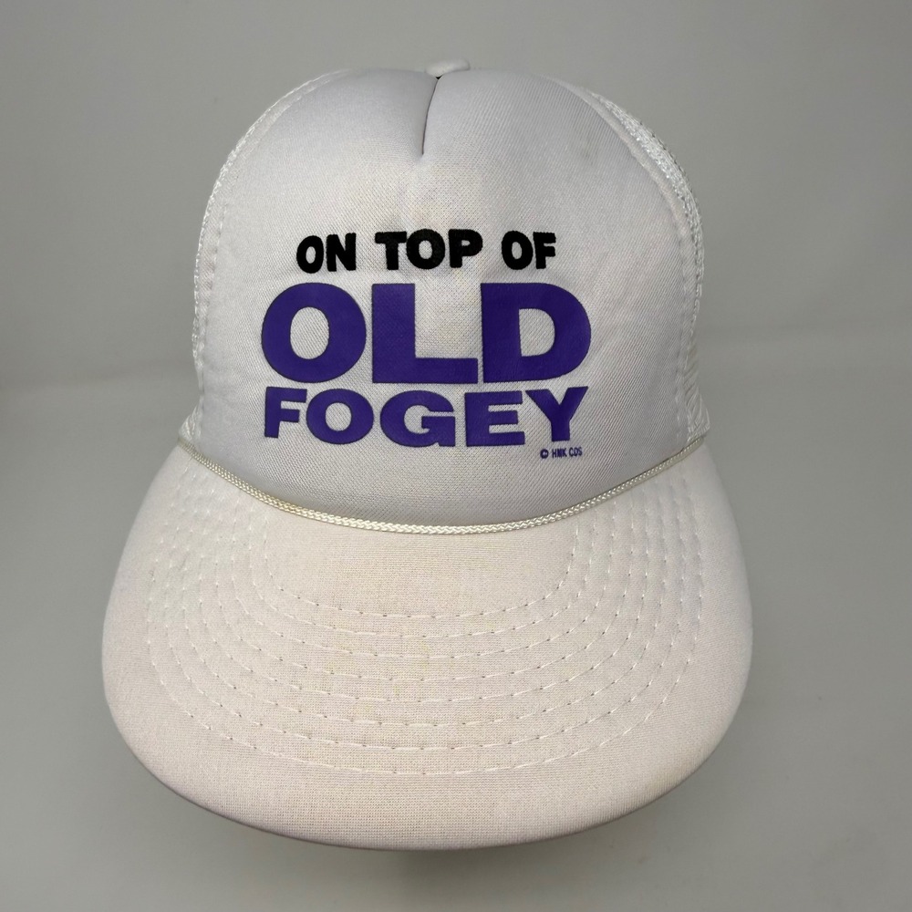 Vintage Designer Pro On Top Of Old Fogey Trucker Hat White Snapback Cap 90s